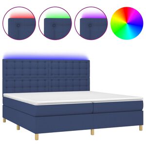 vidaXL &Kappa;&rho;&epsilon;&beta;ά&tau;&iota; Boxspring &mu;&epsilon; &Sigma;&tau;&rho;ώ&mu;&alpha; & LED &Mu;&pi;&lambda;&epsilon; 200x200 &epsilon;&kappa;. &Upsilon;&phi;&alpha;&sigma;&mu;ά&tau;&iota;&nu;&omicron;