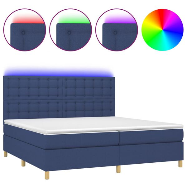vidaXL &Kappa;&rho;&epsilon;&beta;ά&tau;&iota; Boxspring &mu;&epsilon; &Sigma;&tau;&rho;ώ&mu;&alpha; & LED &Mu;&pi;&lambda;&epsilon; 200x200 &epsilon;&kappa;. &Upsilon;&phi;&alpha;&sigma;&mu;ά&tau;&iota;&nu;&omicron;