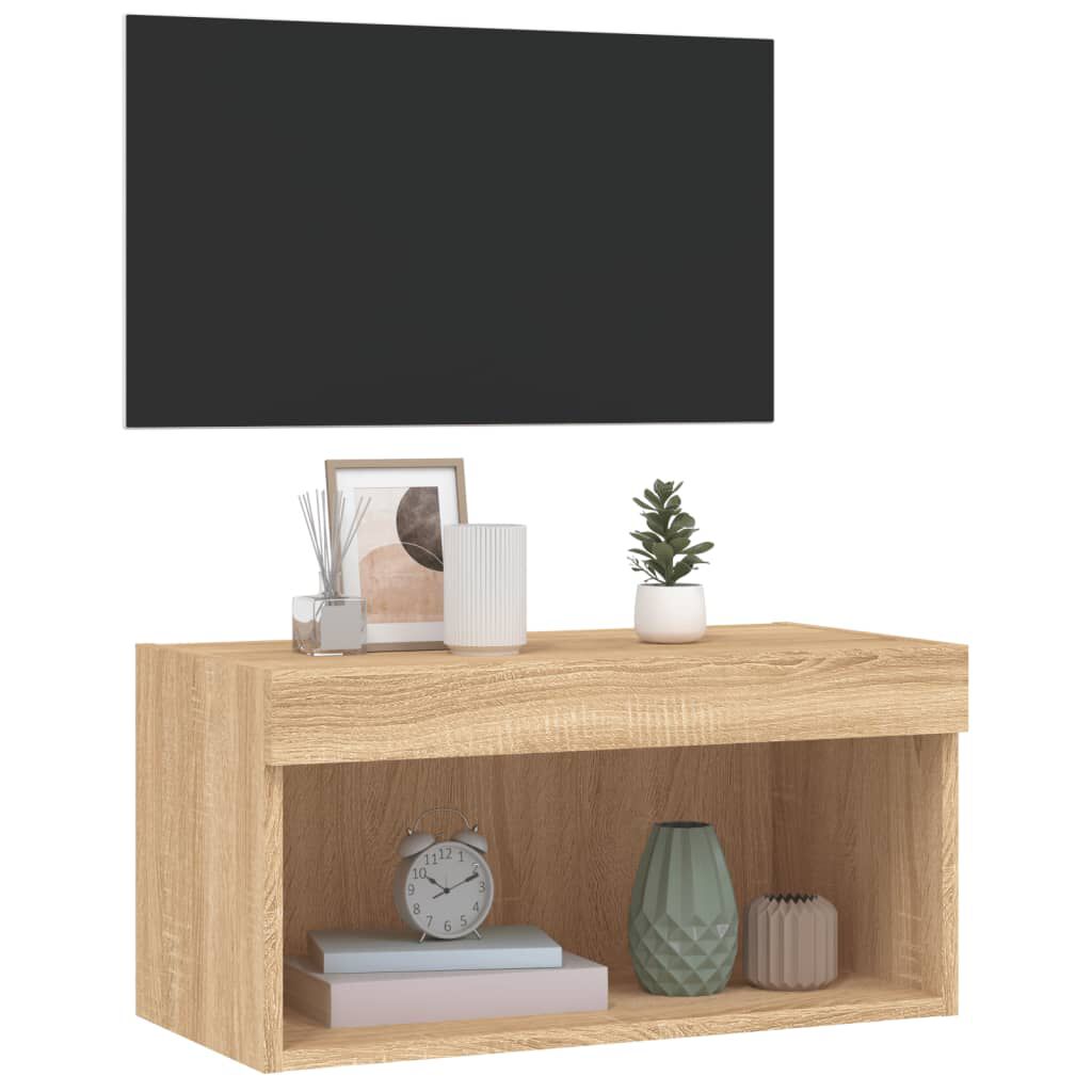 vidaXL Έπιπλο Τηλεόρασης με LED Sonoma Δρυς 60x30x30 εκ.