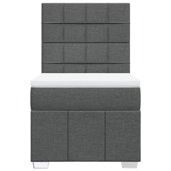vidaXL Κρεβάτι Boxspring με Στρώμα Σκούρο Γκρι 90x200 εκ. Υφασμάτινο