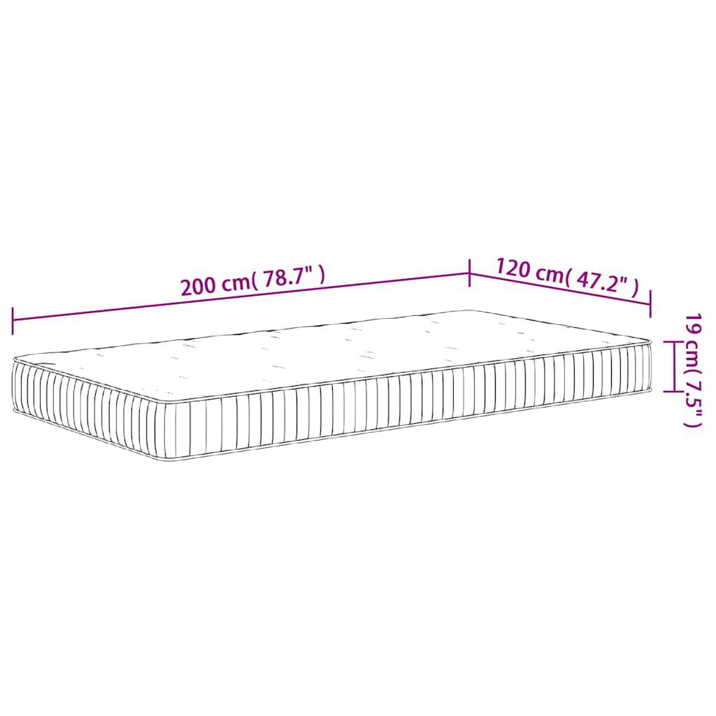 vidaXL Στρώμα με Pocket Springs Μεσαία Σκληρότητα 120x200 εκ.