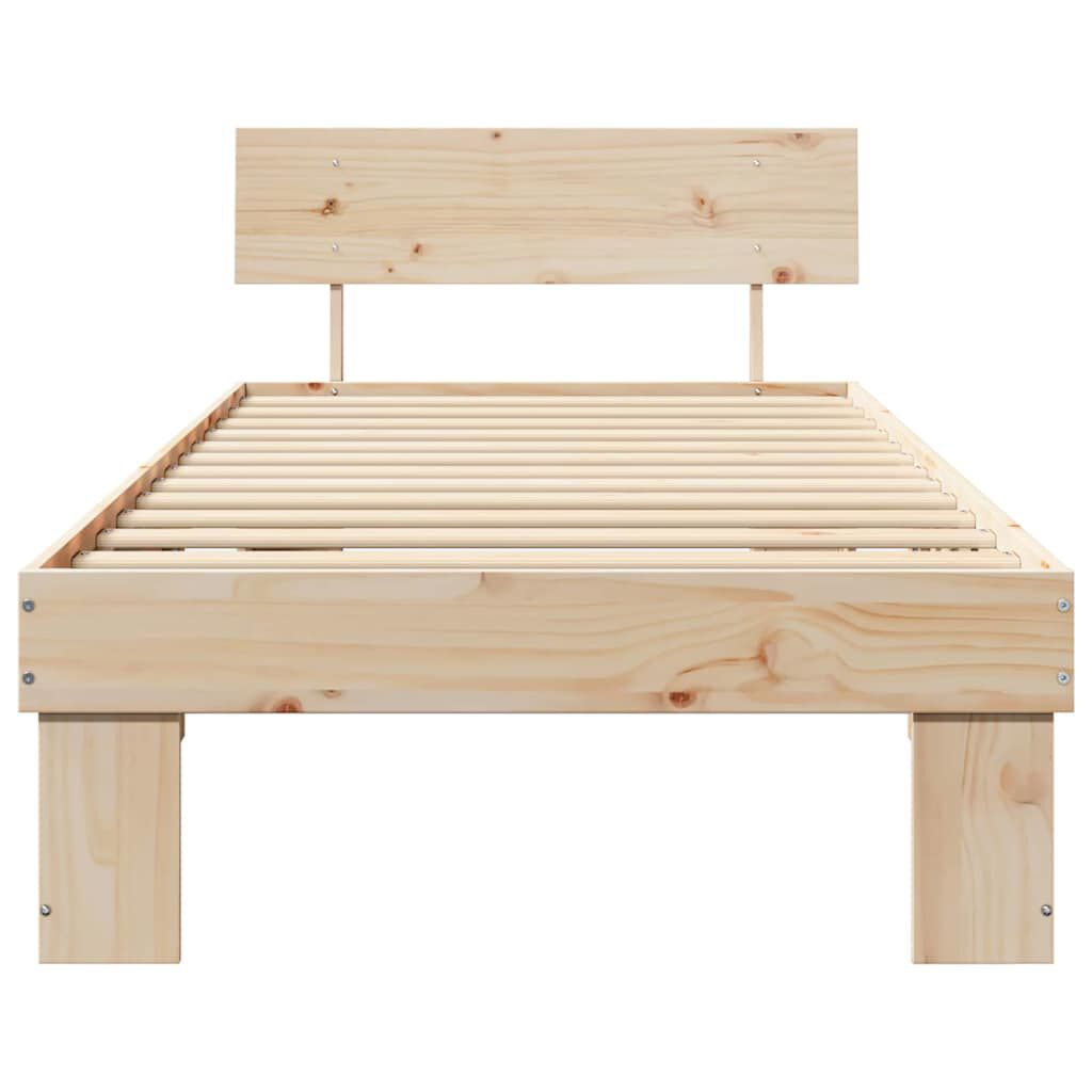 vidaXL Σκελετός Κρεβατιού Καφέ 75 x 190 cm Μασίφ ξύλο πεύκου