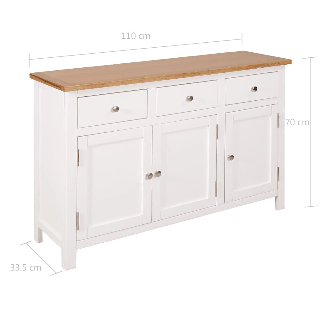 vidaXL Μπουφές 110 x 33,5 x 70 εκ. από Μασίφ Ξύλο Δρυός