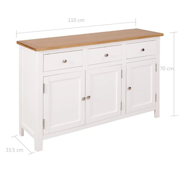 vidaXL Μπουφές 110 x 33,5 x 70 εκ. από Μασίφ Ξύλο Δρυός