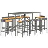 vidaXL Σετ Μπαρ Κήπου 11 τεμ. Γκρι Συνθ. Ρατάν & Μασίφ Ξύλο Ακακίας
