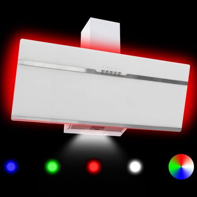 vidaXL Απορροφητήρας Τοίχου RGB LED 90 εκ. Ανοξ. Ατσάλι & Ψημένο Γυαλί