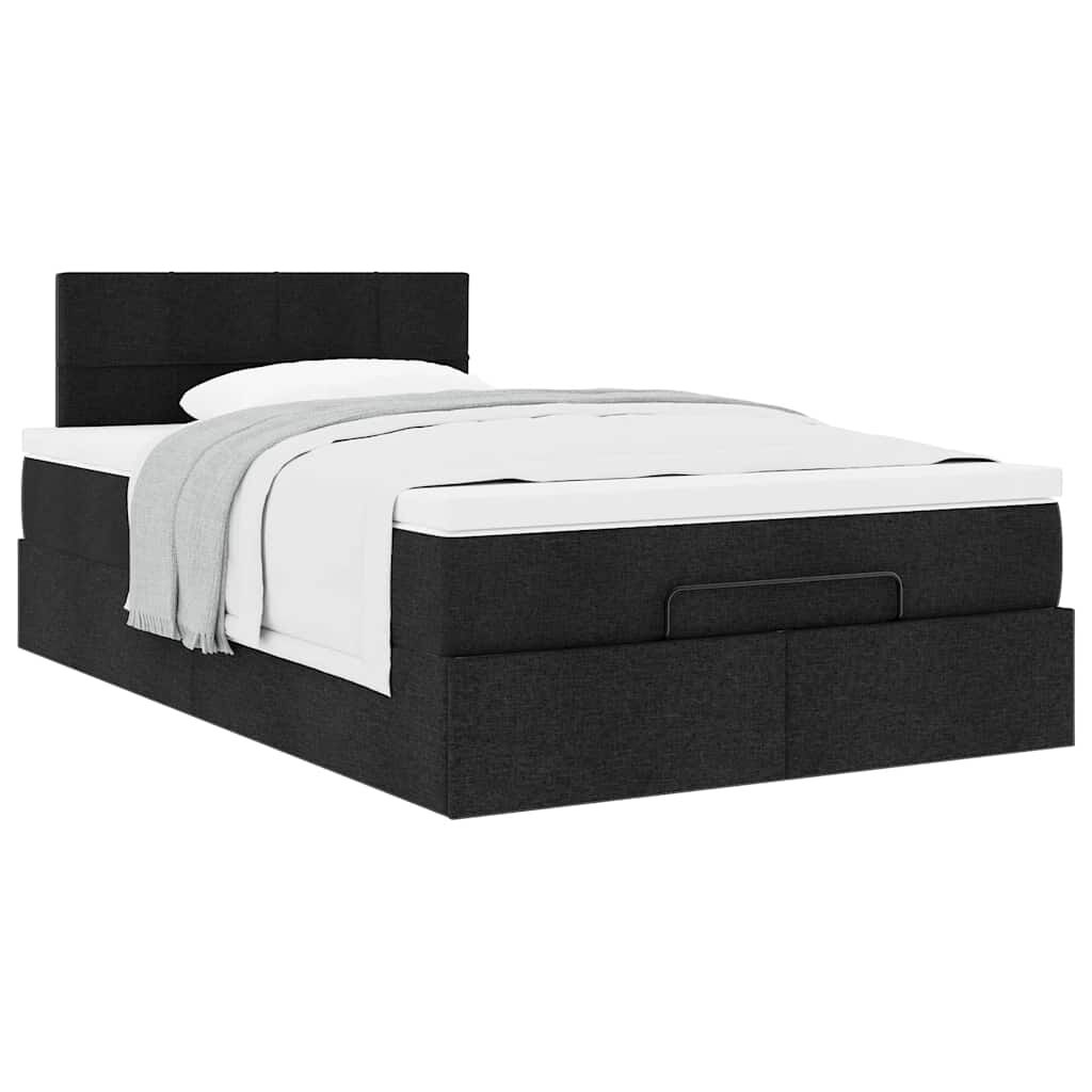 vidaXL Οθωμανικό κρεβάτι με στρώμα Μαύρο 120x190 cm Ύφασμα