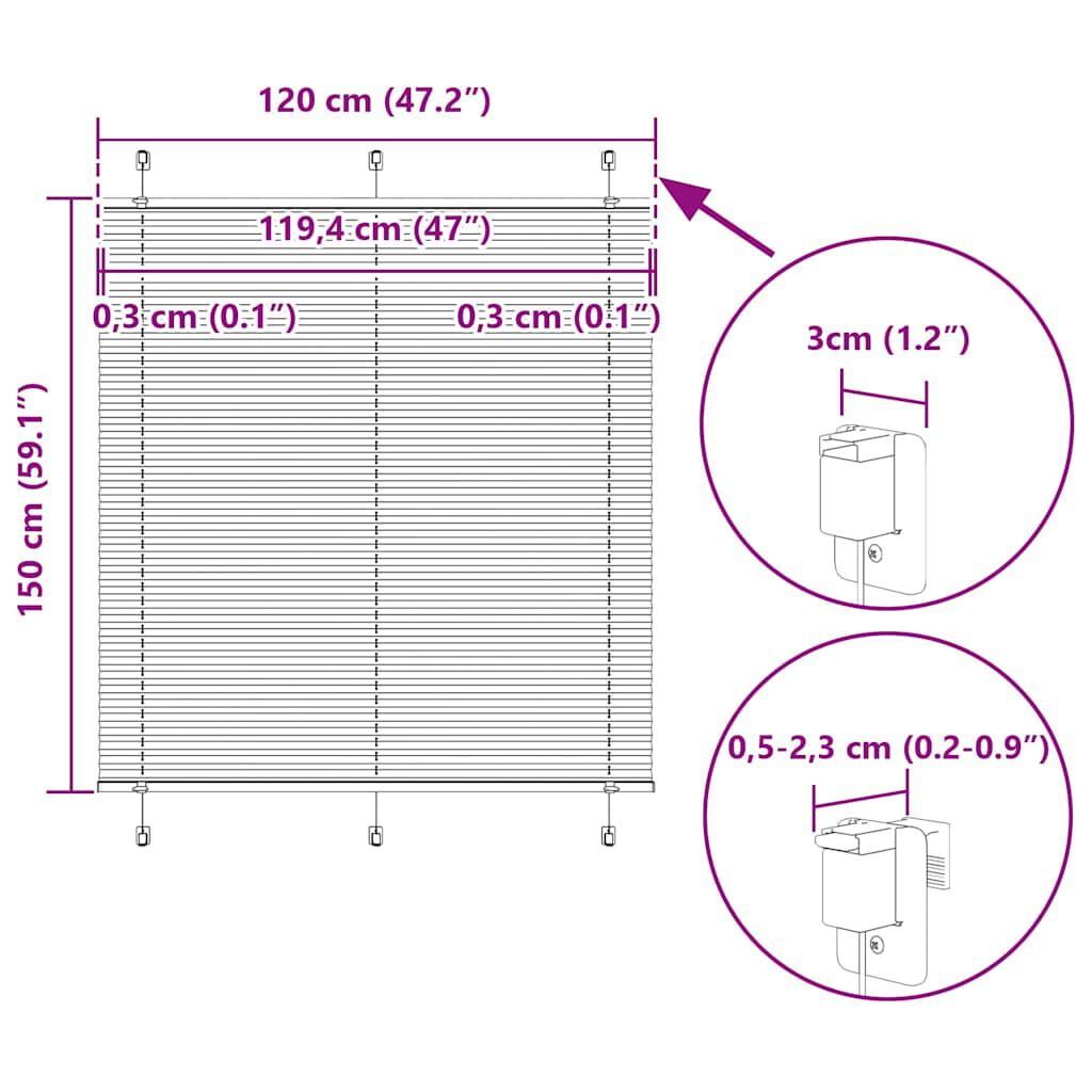vidaXL Πλισέ περσίδα Μπλε 120x150 cm Πλάτος υφάσματος 119,4 cm