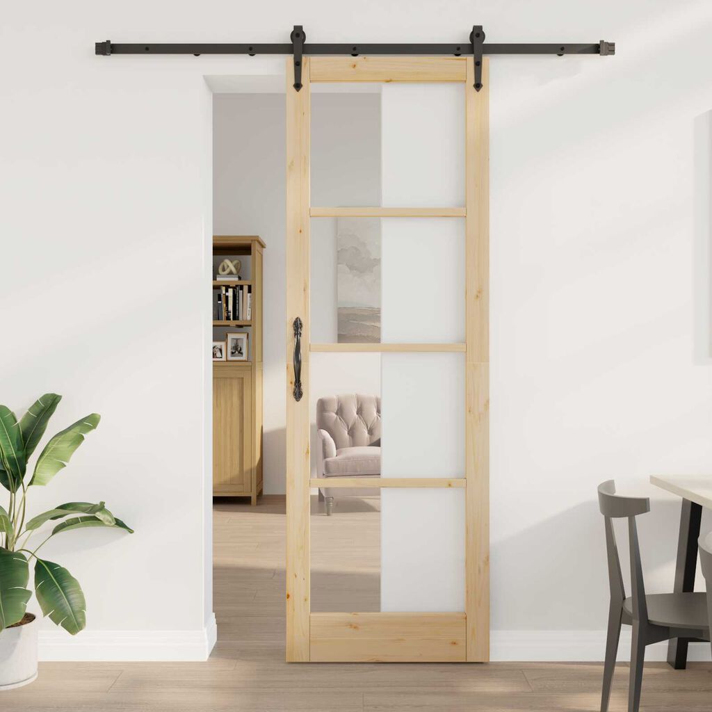 vidaXL Ολισθητή Πόρτα Καφέ 78 x 232 cm Ξύλο και μέταλλο