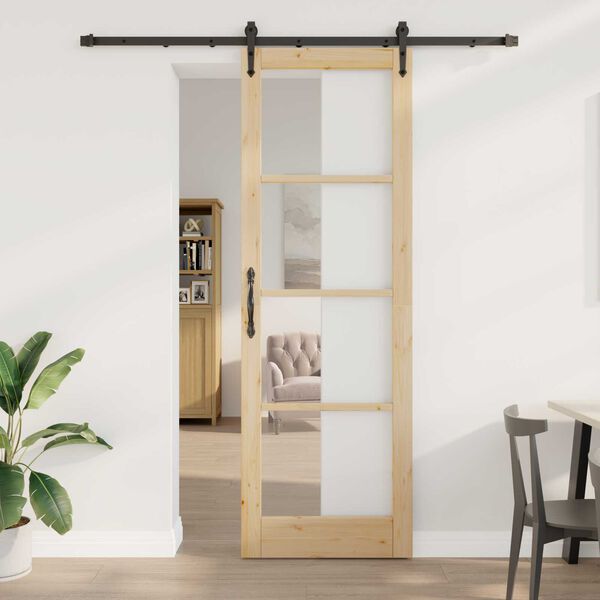 vidaXL Ολισθητή Πόρτα Καφέ 78 x 232 cm Ξύλο και μέταλλο