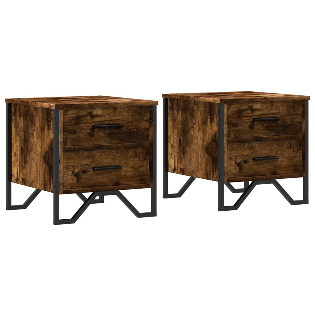 vidaXL Κομοδίνα 2 τεμ. Καπνιστή Δρυς 40x41x40 εκ. Επεξεργασμένο Ξύλο