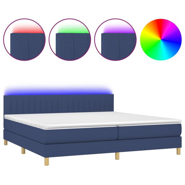 vidaXL &Kappa;&rho;&epsilon;&beta;ά&tau;&iota; Boxspring &mu;&epsilon; &Sigma;&tau;&rho;ώ&mu;&alpha; & LED &Mu;&pi;&lambda;&epsilon; 200x200 &epsilon;&kappa;. &Upsilon;&phi;&alpha;&sigma;&mu;ά&tau;&iota;&nu;&omicron;