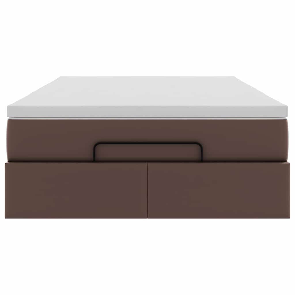 vidaXL Οθωμανικό κρεβάτι με στρώμα καφέ 120x200cm Faux Leather