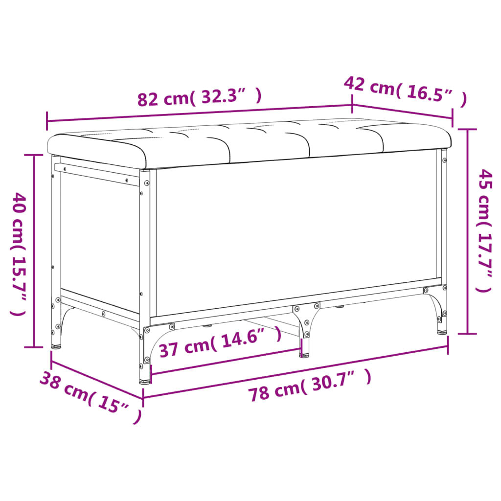 vidaXL Παγκάκι Αποθήκευσης Καφέ Δρυς 82x42x45 εκ. από Επεξ. Ξύλο