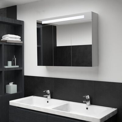 vidaXL Ντουλάπι Μπάνιου με Καθρέφτη και Φωτισμό LED 88 x 13 x 62 εκ.