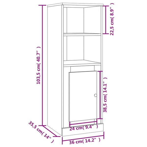 vidaXL Ντουλάπι Γκρι Σκυροδέματος 36x35,5x103,5 εκ. Επεξεργασμένο Ξύλο