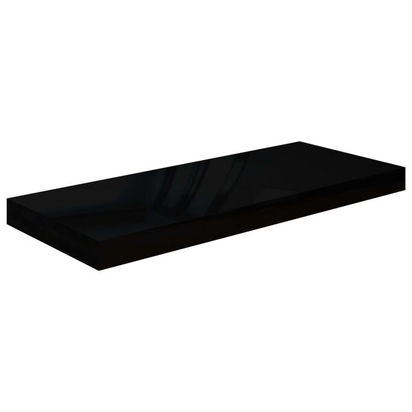 vidaXL Ράφια Τοίχου Γυαλιστερά Μαύρα 2 Τεμάχια 60x23,5x3,8 εκ. MDF