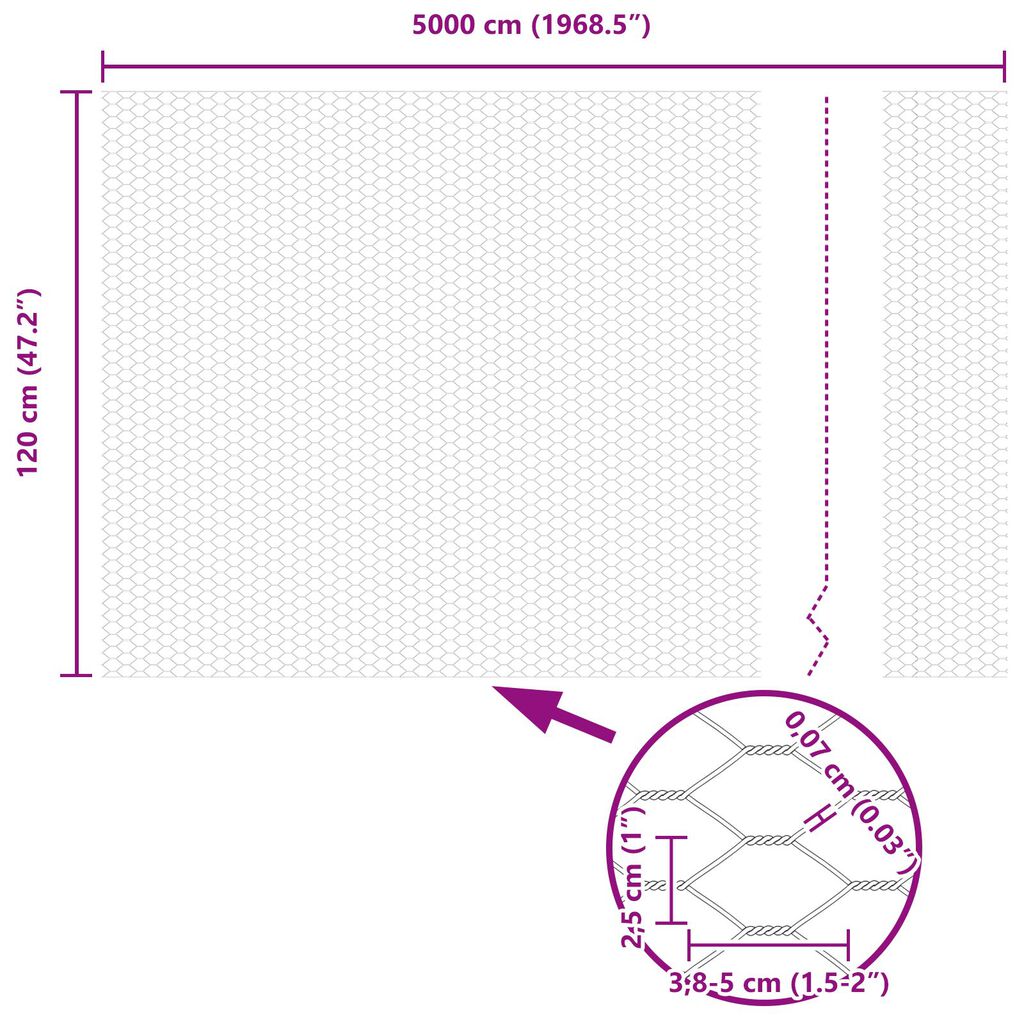 vidaXL Εξάγωνος Φράχτης Πράσινος 1.2x50 μ Ατσάλι