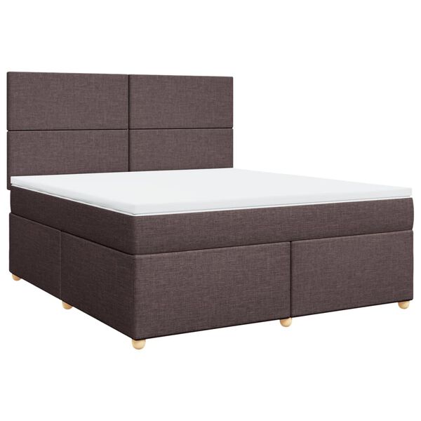 vidaXL Κρεβάτι Boxspring με Στρώμα Σκούρο Καφέ 180x200 εκ Υφασμάτινο