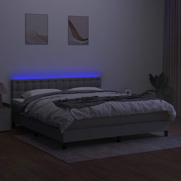 vidaXL &Kappa;&rho;&epsilon;&beta;ά&tau;&iota; Boxspring &mu;&epsilon; &Sigma;&tau;&rho;ώ&mu;&alpha; & LED &Alpha;&nu;.&Gamma;&kappa;&rho;&iota; 160x200 &epsilon;&kappa; &Upsilon;&phi;&alpha;&sigma;&mu;ά&tau;&iota;&nu;&omicron;