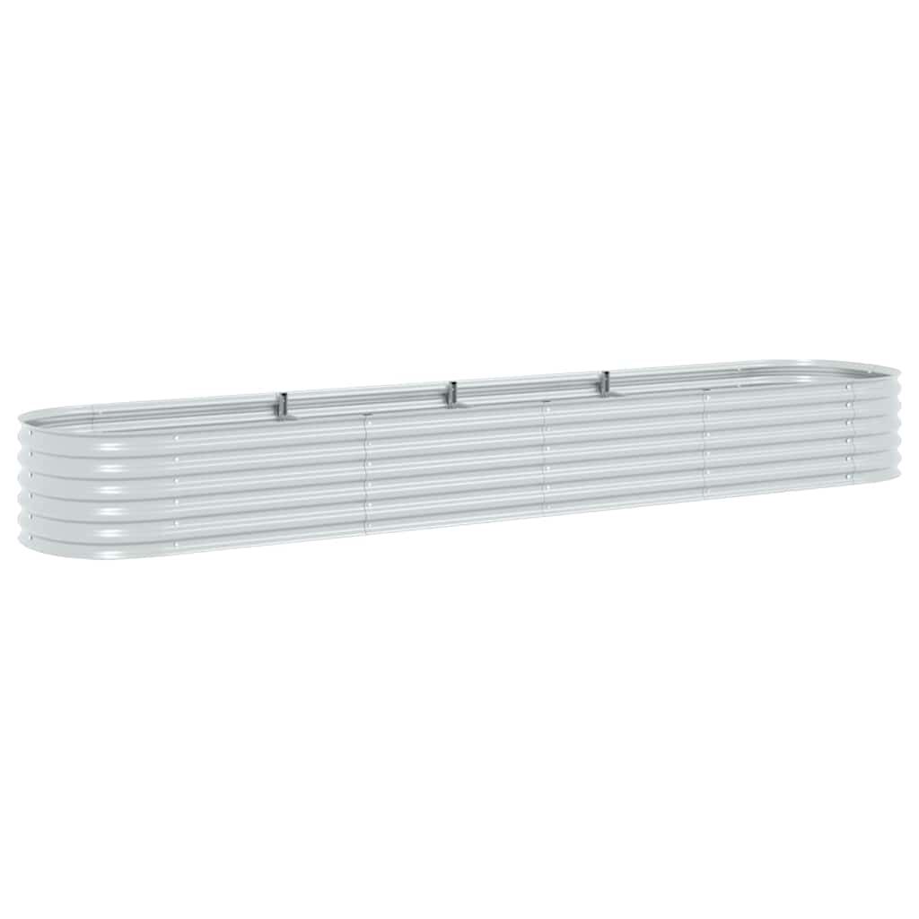 vidaXL Ζαρντινιέρα Υπερυψωμένη Ασημί 400x80x44 εκ. Γαλβανισμ. Χάλυβας