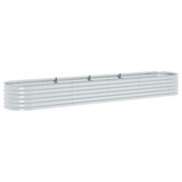 vidaXL Ζαρντινιέρα Υπερυψωμένη Ασημί 400x80x44 εκ. Γαλβανισμ. Χάλυβας