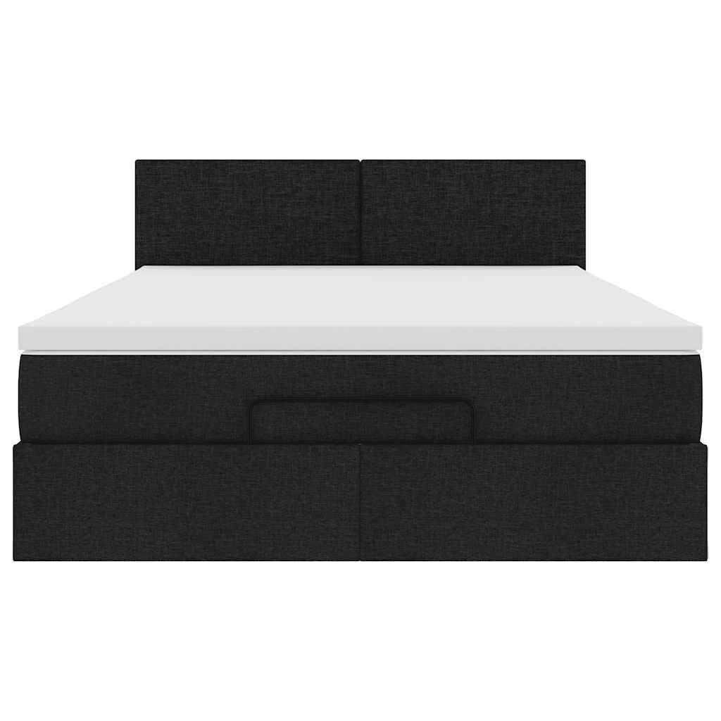 vidaXL Οθωμανικό κρεβάτι με στρώμα Μαύρο 140x190cm Ύφασμα
