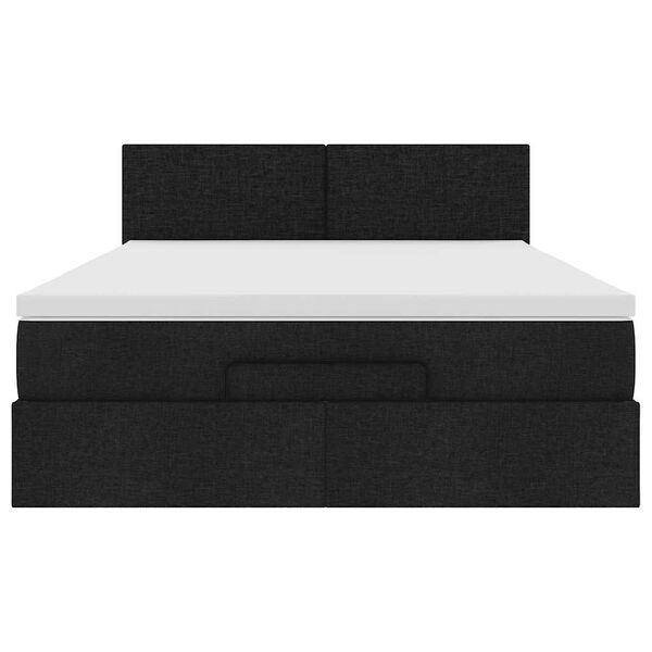 vidaXL Οθωμανικό κρεβάτι με στρώμα Μαύρο 140x190cm Ύφασμα