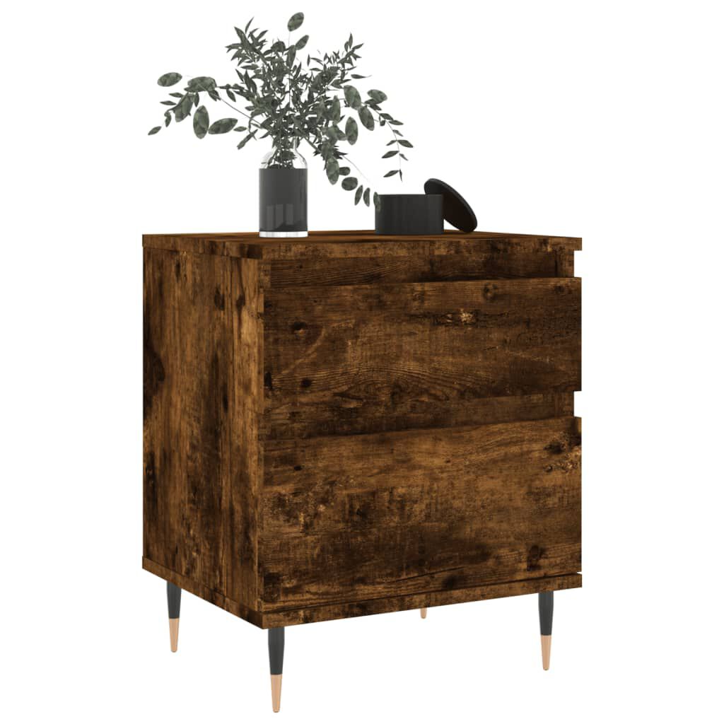 vidaXL Κομοδίνα 2 τεμ. Καπνιστή Δρυς 40 x 35 x 50 εκ. Επεξεργ. Ξύλο