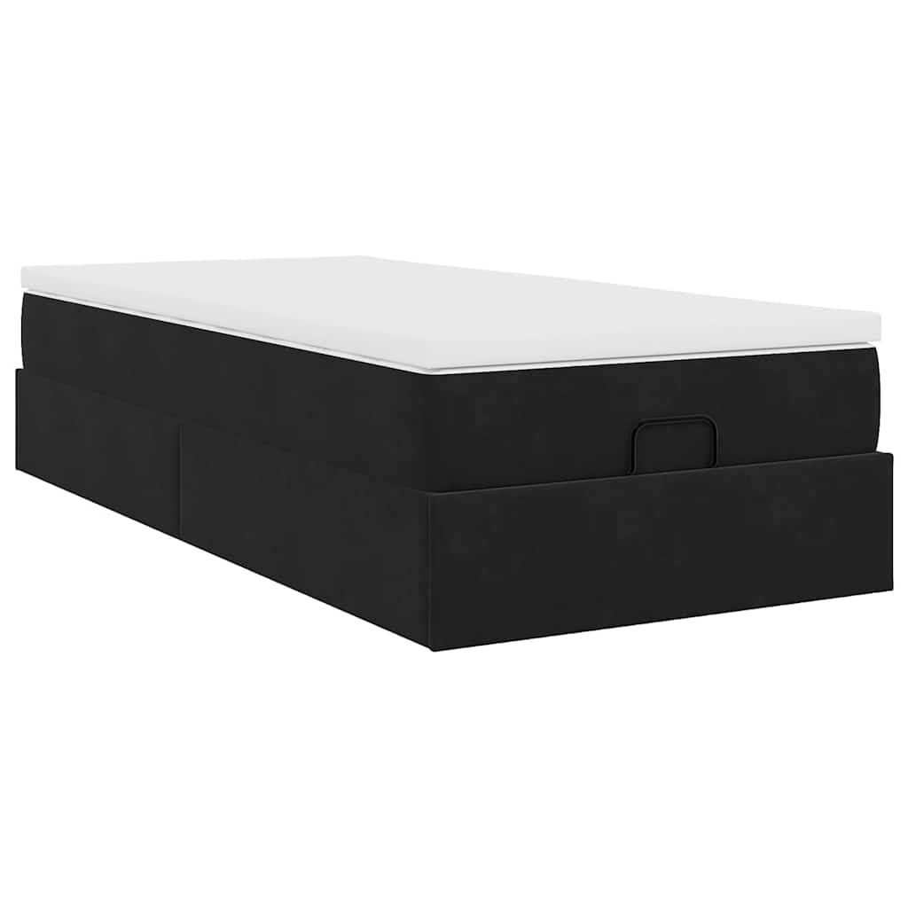 vidaXL Οθωμανικό κρεβάτι με στρώμα Μαύρο 90x200cm Velvet