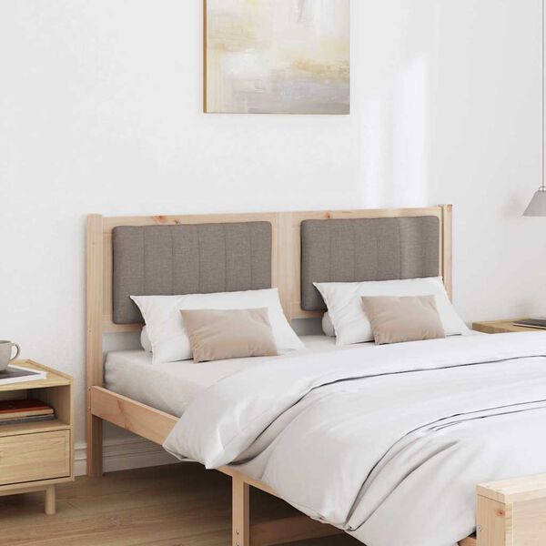 vidaXL Ταπετσαρισμένο κεφαλάρι Καφέ 135 cm Στερεά ξυλεία πεύκου
