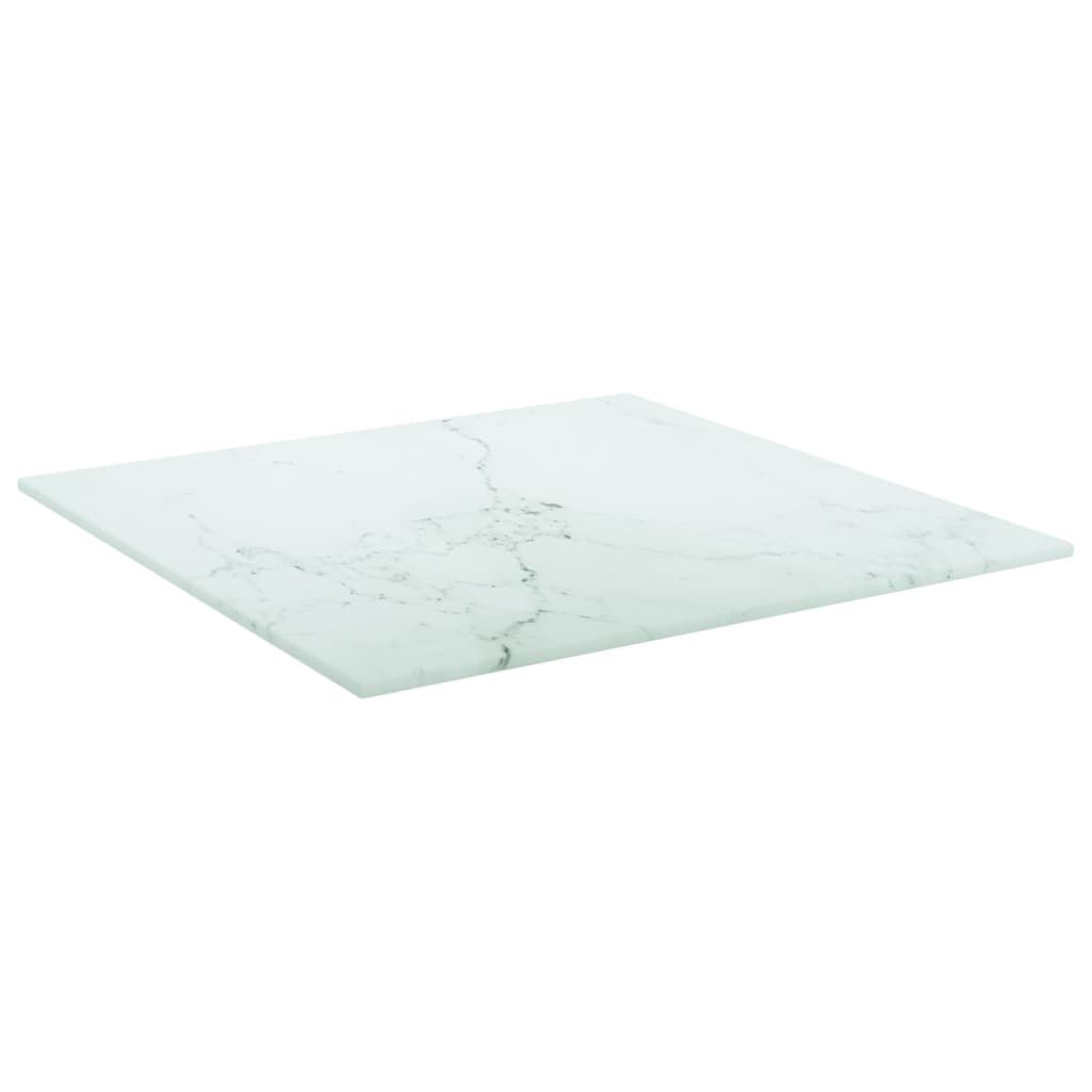 vidaXL Επιφάνεια Τραπεζιού Λευκή 40x40εκ 6 χιλ Ψημ. Γυαλί Μαρμ. Σχέδιο