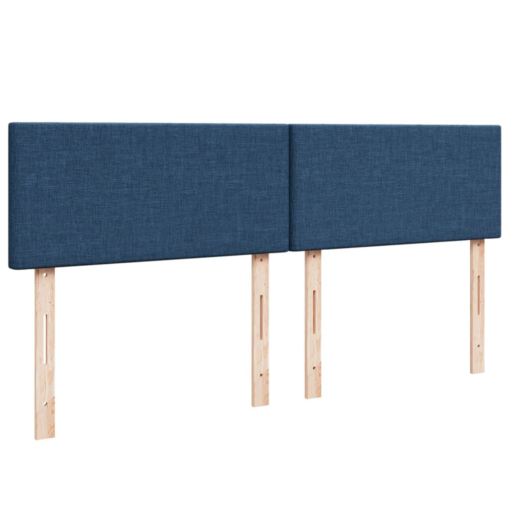 vidaXL Κρεβάτι Boxspring με Στρώμα Μπλε 200x200 εκ. Υφασμάτινο