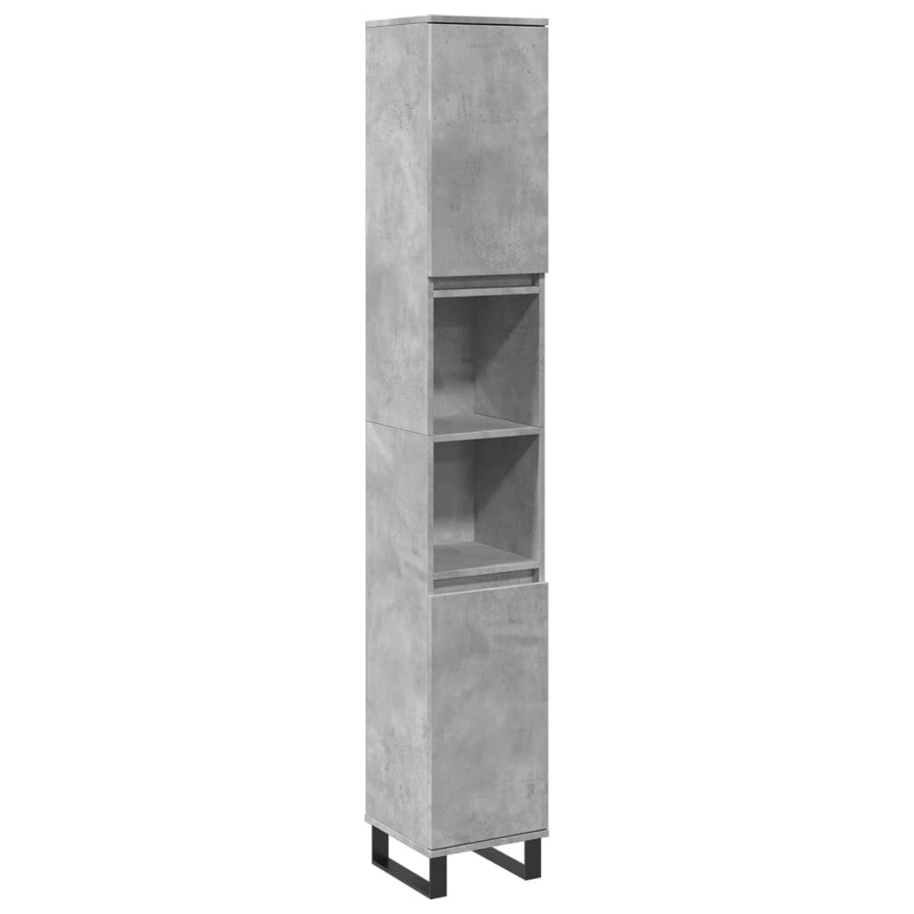 vidaXL Ντουλάπι Μπάνιου Γκρι Σκυροδέματος 30x30x190 εκ. Επεξ. Ξύλο