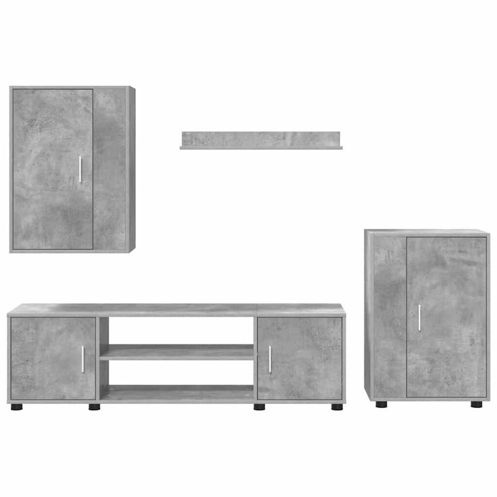vidaXL Σετ 4 τεμαχίων για ντουλάπα τηλεόρασης 4 pcs Γκρι σκυροδέματος