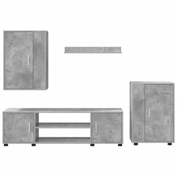 vidaXL Σετ 4 τεμαχίων για ντουλάπα τηλεόρασης 4 pcs Γκρι σκυροδέματος
