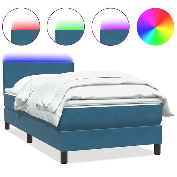 vidaXL &Kappa;&rho;&epsilon;&beta;ά&tau;&iota; Boxspring &mu;&epsilon; &Sigma;&tau;&rho;ώ&mu;&alpha; & LED &sigma;&kappa;&omicron;ύ&rho;&omicron; &mu;&pi;&lambda;&epsilon; 100x220 cm &Beta;&epsilon;&lambda;&omicron;ύ&delta;&iota;&nu;&omicron;