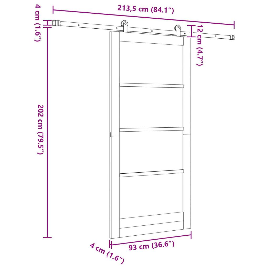 vidaXL Συρόμενη Πόρτα ORKDAL Καφέ 93 x 202 cm Ξύλο και μέταλλο