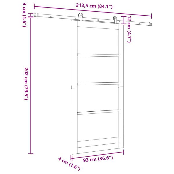vidaXL Συρόμενη Πόρτα ORKDAL Καφέ 93 x 202 cm Ξύλο και μέταλλο