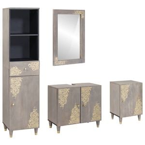 vidaXL Σετ Επίπλων Μπάνιου 4 pcs Γκρι Στερεό άγριο ξύλο μάνγκο