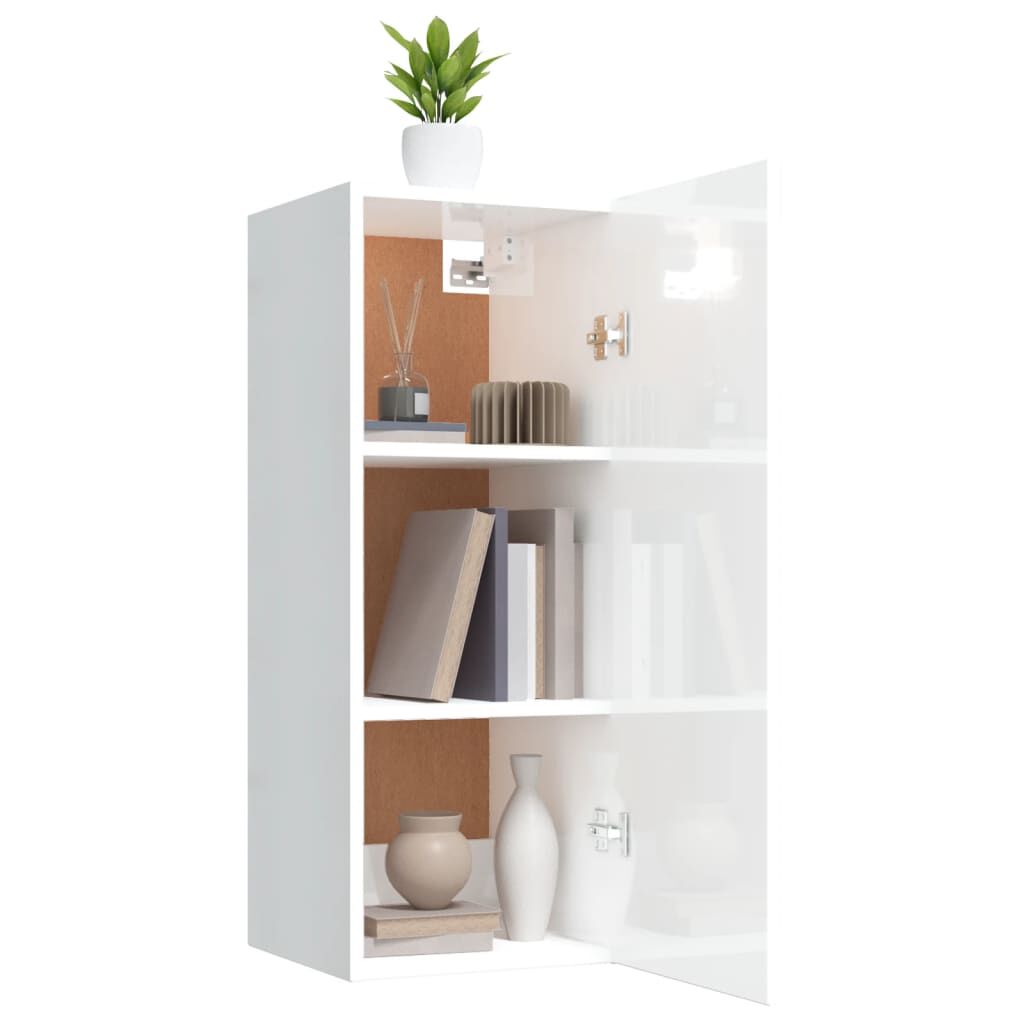 vidaXL Ντουλάπι Τοίχου Γυαλιστερό Λευκό 34,5 x 34 x 90 εκ. Επεξ. Ξύλο