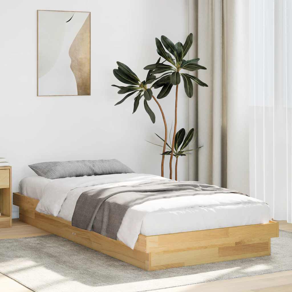 vidaXL Πλαίσιο κρεβατιού χωρίς στρώμα 75x190 cm Στερεό ξύλο δρυός