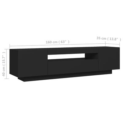 vidaXL Έπιπλο Τηλεόρασης με LED Μαύρο 160 x 35 x 40 εκ.