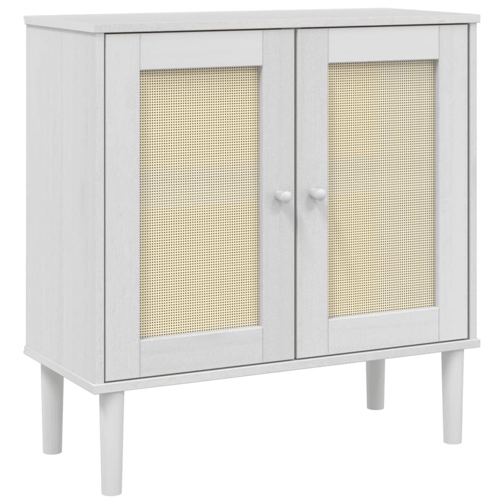 vidaXL Ντουλάπι SENJA Λευκό / Όψη Ρατάν 80x35x80 εκ. Μασίφ Ξύλο Πεύκου