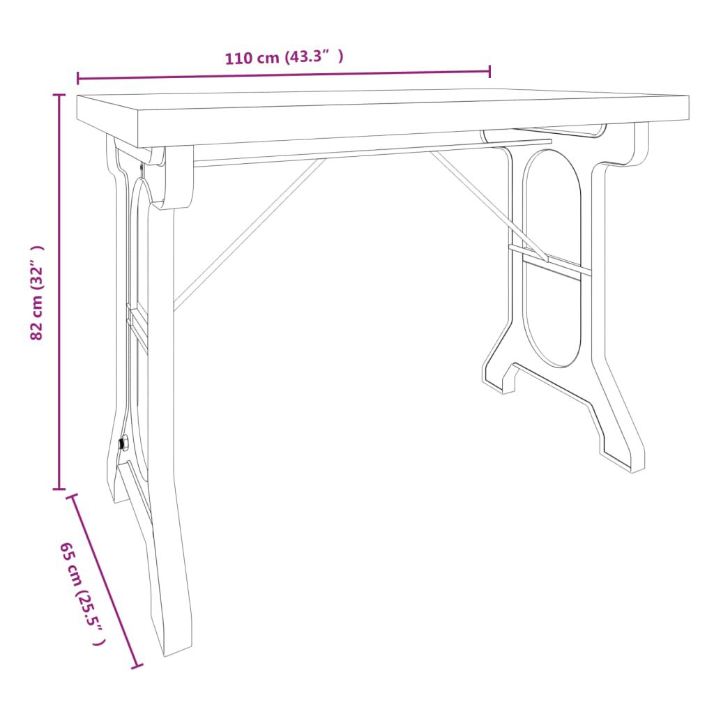 vidaXL Τραπεζαρία 110 x 65 x 82 εκ. από Μασίφ Ξύλο Ελάτης και Σίδερο