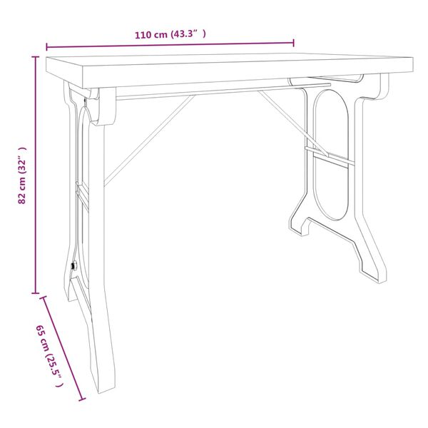 vidaXL Τραπεζαρία 110 x 65 x 82 εκ. από Μασίφ Ξύλο Ελάτης και Σίδερο