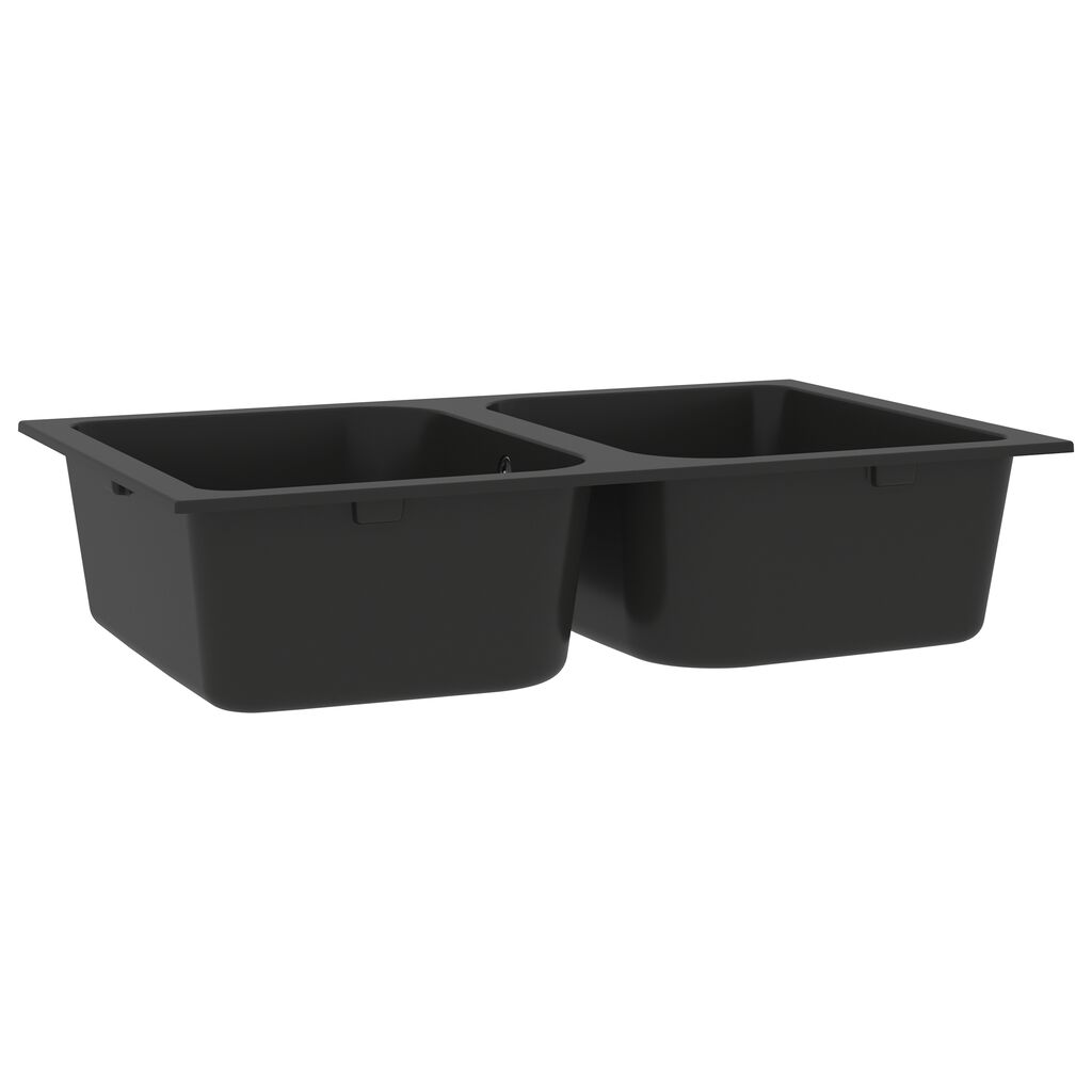 vidaXL Νεροχύτης Κουζίνας Μαύρος 760x480x184 mm Σύνθετος Γρανίτης
