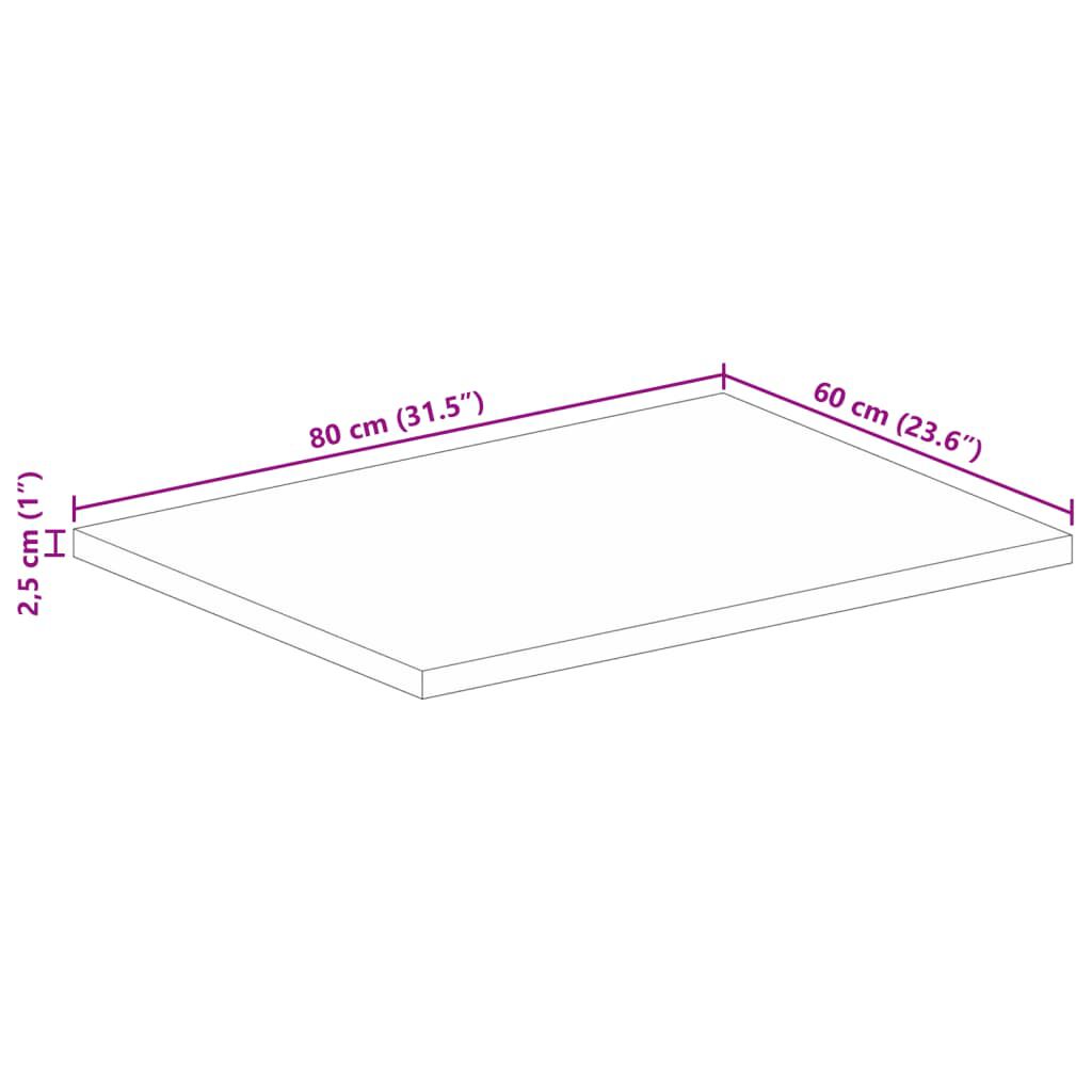 vidaXL Επιφάνεια Τραπεζιού Ορθογώνια 80x60x2,5 εκ. Μασίφ Ξύλο Μάνγκο