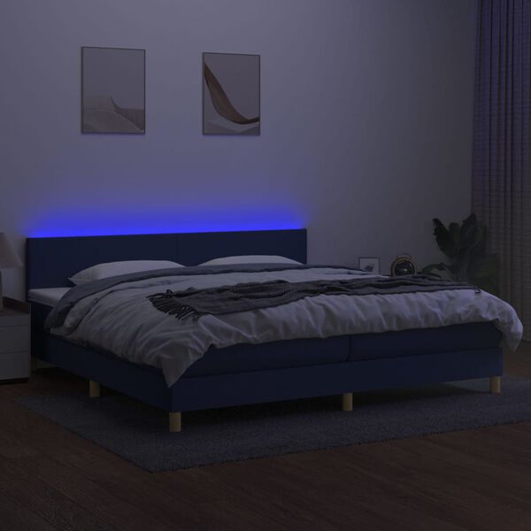 vidaXL &Kappa;&rho;&epsilon;&beta;ά&tau;&iota; Boxspring &mu;&epsilon; &Sigma;&tau;&rho;ώ&mu;&alpha; & LED &Mu;&pi;&lambda;&epsilon; 200x200 &epsilon;&kappa;. &Upsilon;&phi;&alpha;&sigma;&mu;ά&tau;&iota;&nu;&omicron;