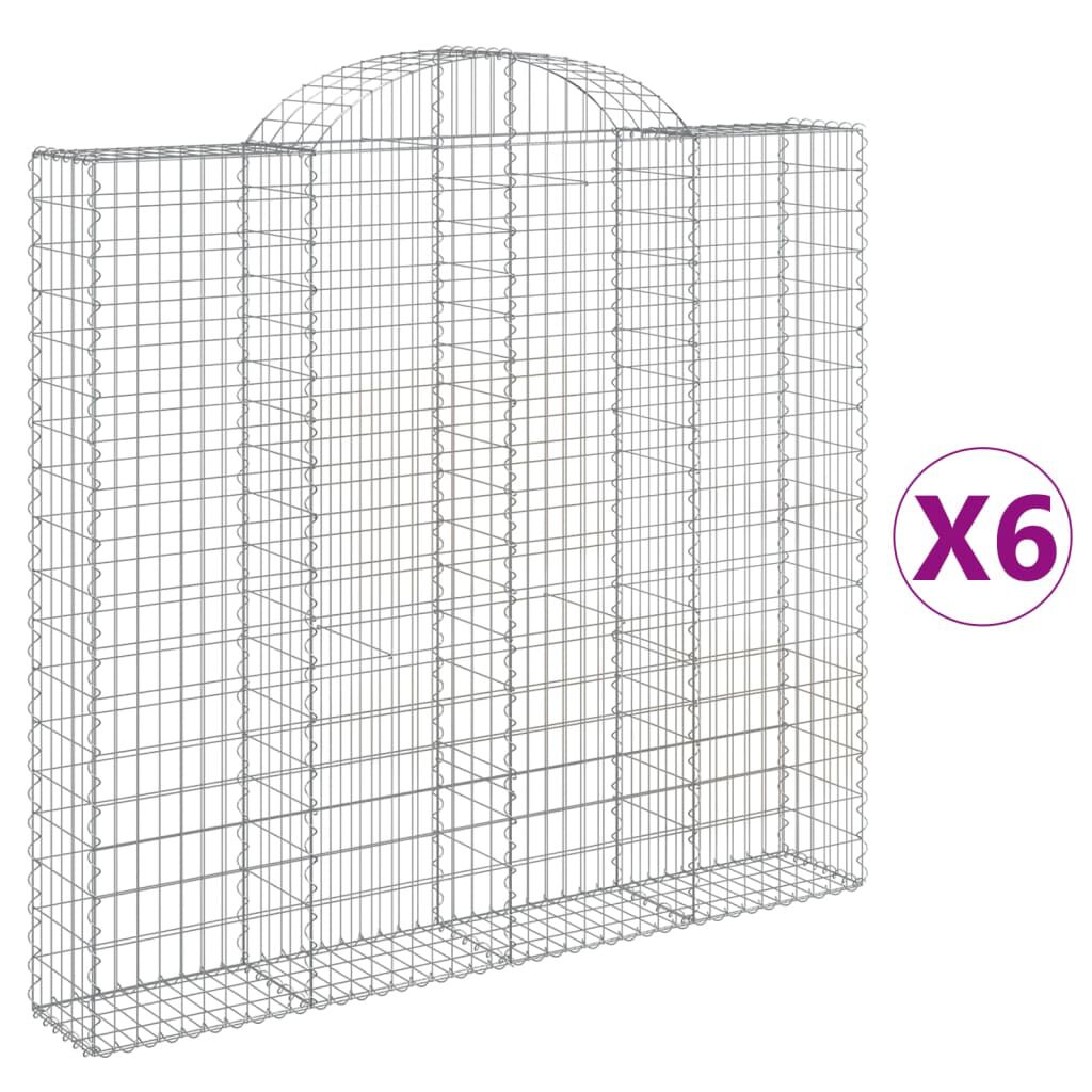 vidaXL Συρματοκιβώτια Τοξωτά 6 τεμ. 200x30x180/200 εκ. Γαλβαν. Ατσάλι